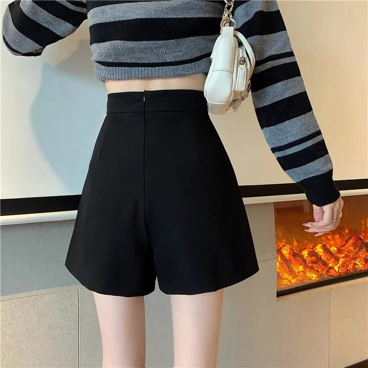 Black skirt female spring and autumn small tall waist a-line skirt 2022 new design sense niche shorts skirt - EHAORUI