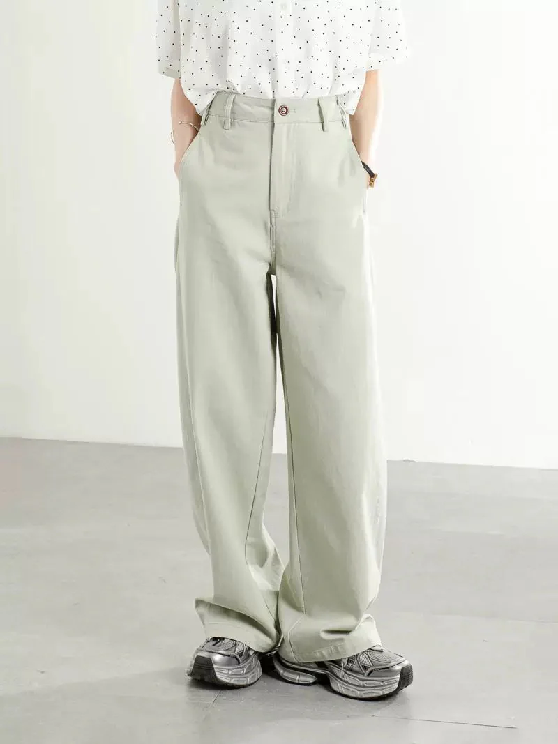 2025 spring and summer new design slim banana pants casual pants women's high waist versatile loose wide leg straight trousers - EHAORUI