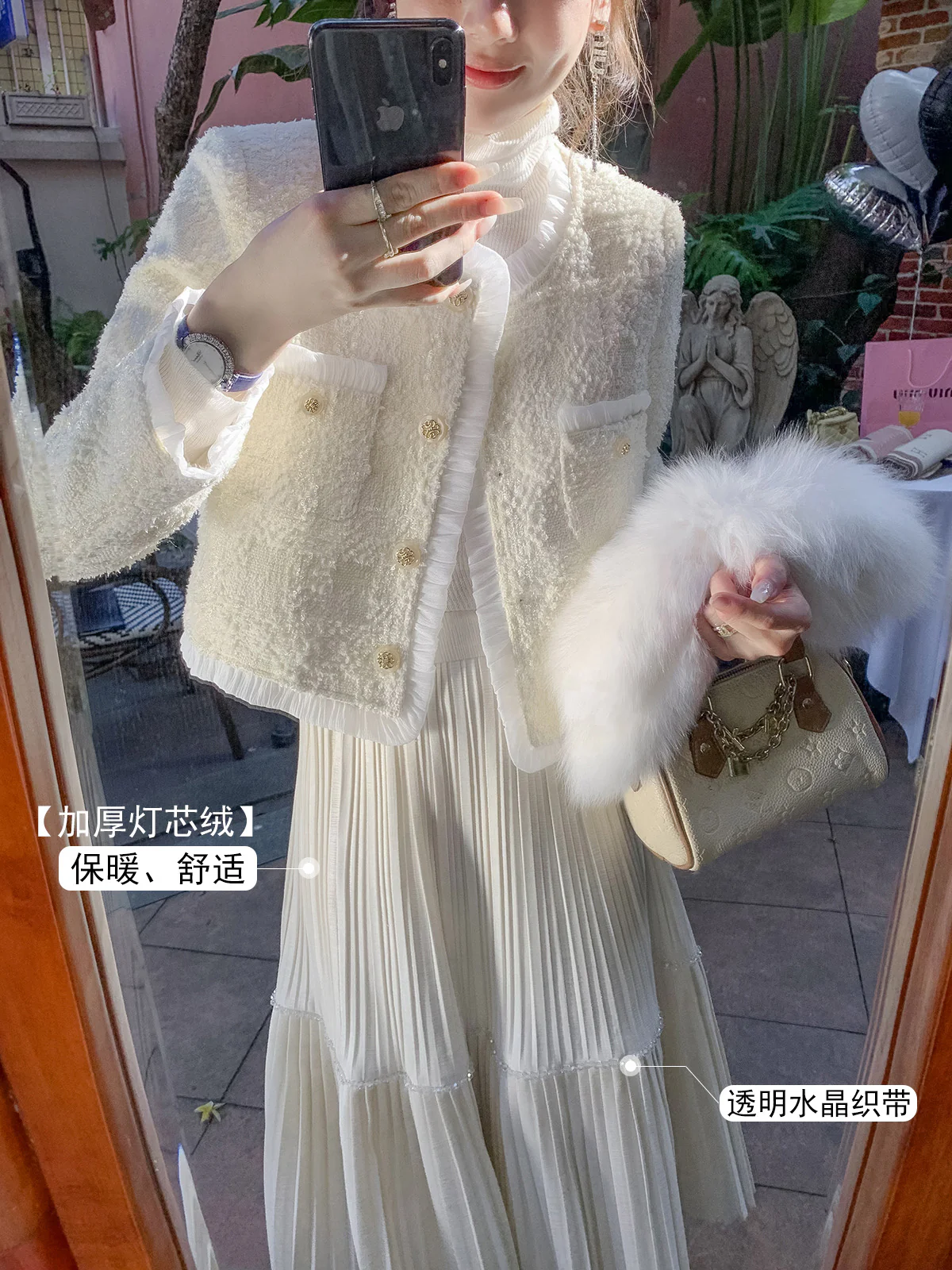 Fish rabbit rabbit corduroy pleated skirt women's high waist mid-length skirt winter new temperament skirt - EHAORUI