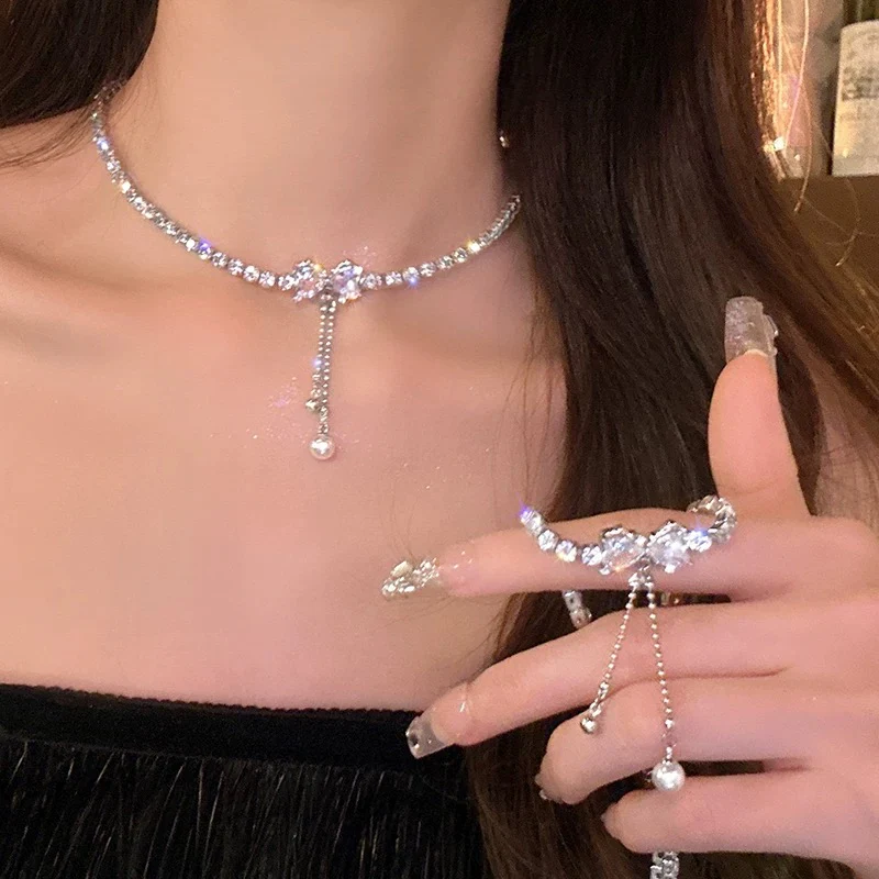 Annie's Dream ~ Bow Pearl Necklace Light Luxury Niche Design 2023 New High-end Necklace for Women - EHAORUI