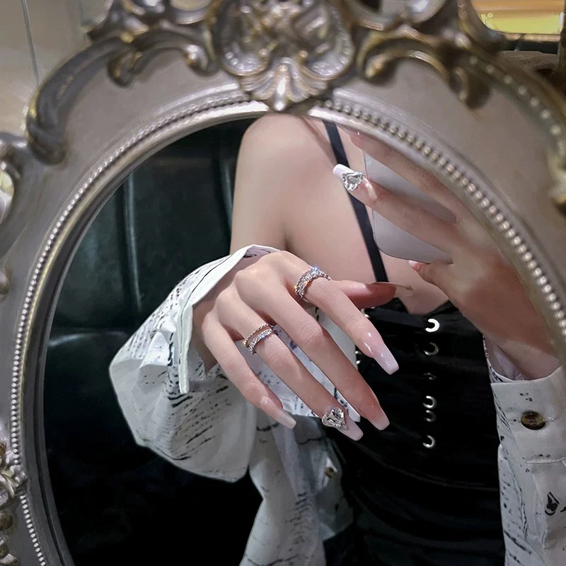 Starlight between fingers ~ Light luxury niche exquisite zircon ring for women cold style high-end design ring 2023 new style - EHAORUI