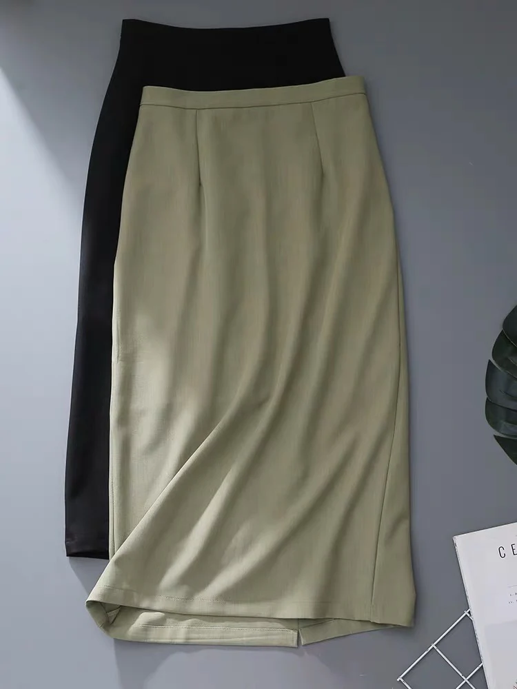 Professional commuting high waist straight suit skirt women 2023 spring and summer new drape casual mid-length one-step skirt - EHAORUI