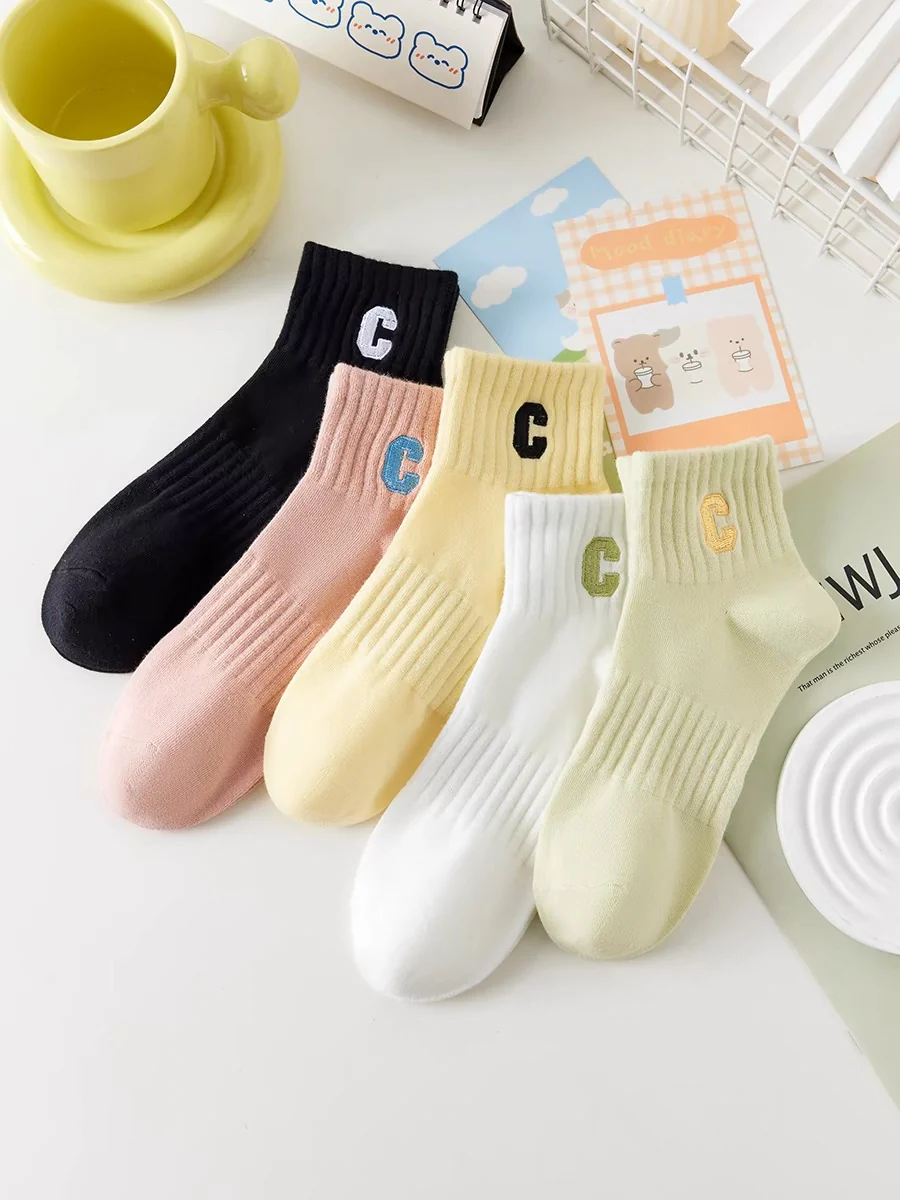 Spring and summer thin ins trendy all-match cute cartoon sports sweat-absorbent boat socks college ladies student short socks female - EHAORUI