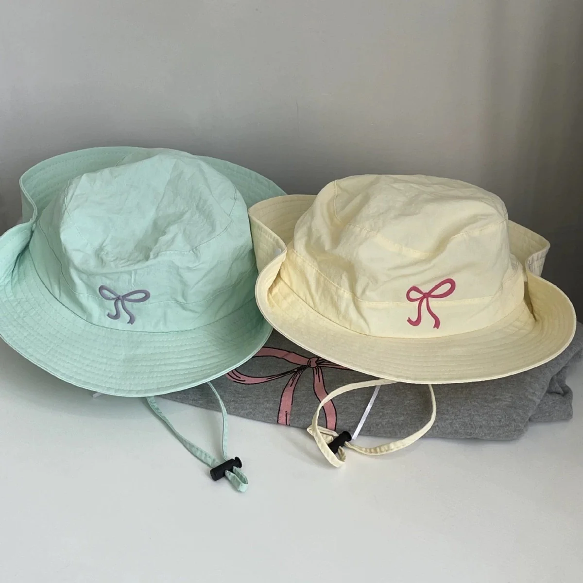 lovely breathable fisherman hat student mesh cute girl hiking hat bow candy color thin quick-drying hat - EHAORUI