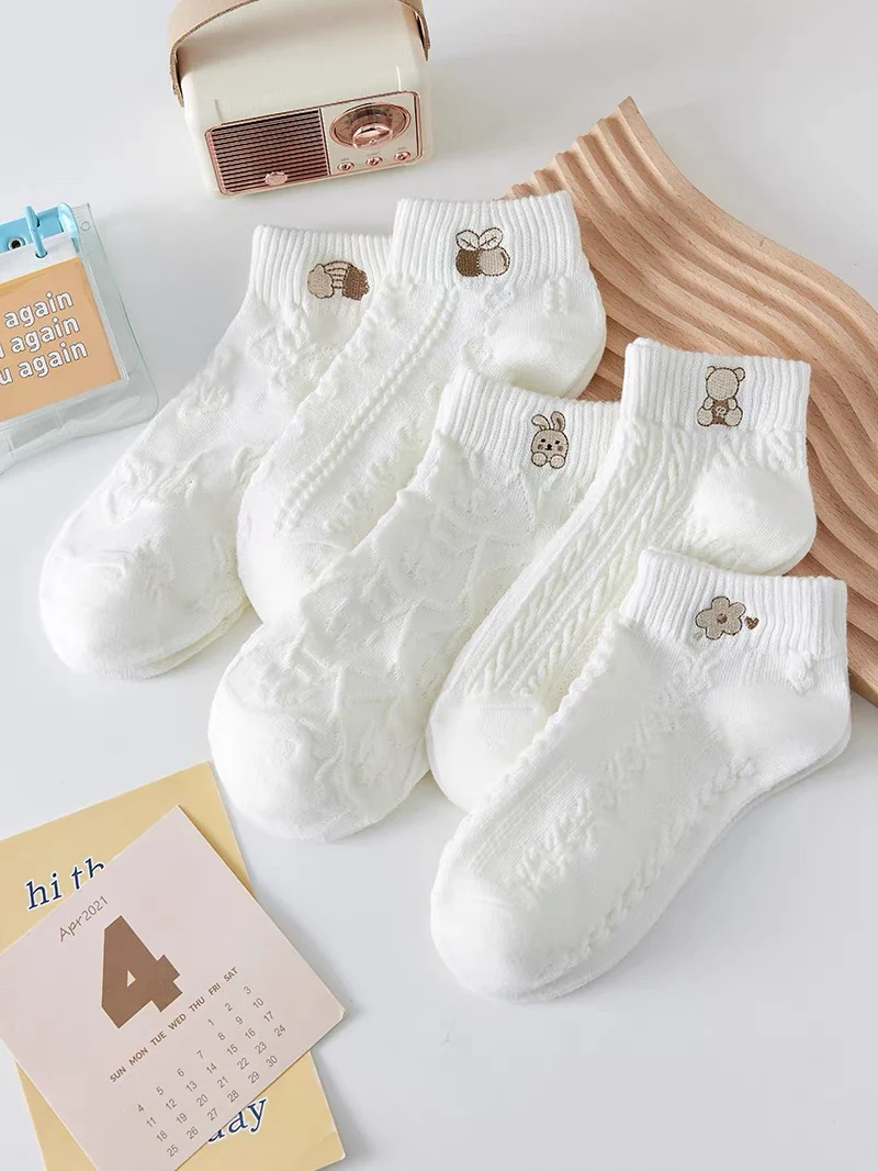 Socks women summer mesh breathable short socks women white Korean cartoon boat socks women low top sports college style all-match - EHAORUI