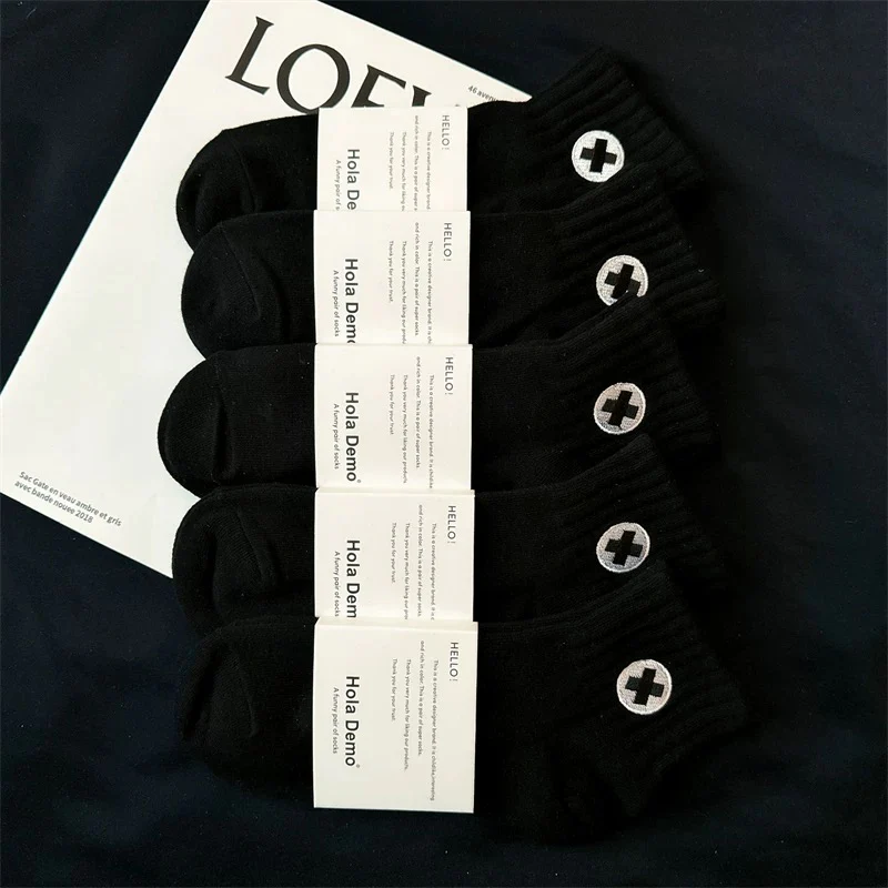 Men's short socks pure cotton summer thin pure white socks men sweat-absorbent deodorant cotton socks trendy ins boys sports socks - EHAORUI