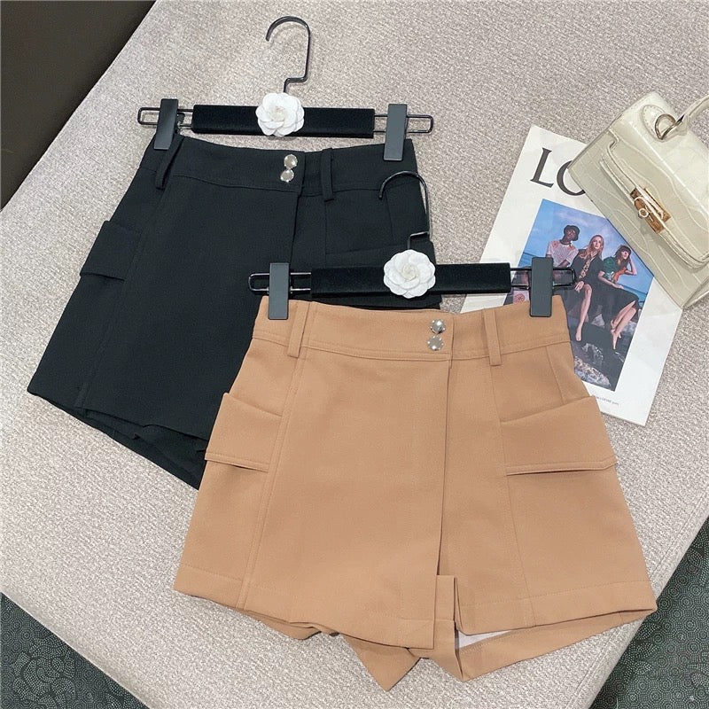 2022 summer new western style wild American hot girl solid color work decoration high waist sexy hot pants shorts women 1631 - EHAORUI