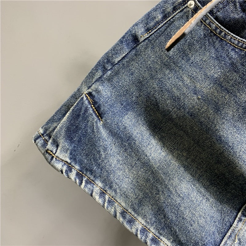 Internet celebrity trend with the same paragraph 2023 early spring new retro hot girl blue double waist denim skirt sexy skirt - EHAORUI