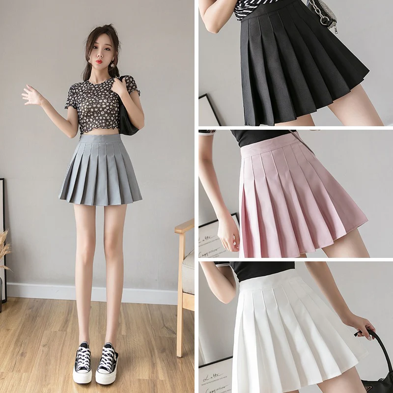 Pleated skirt short skirt female summer 2022 new high waist student all-match skirt female a-line skirt plaid skirt college autumn and winter - EHAORUI
