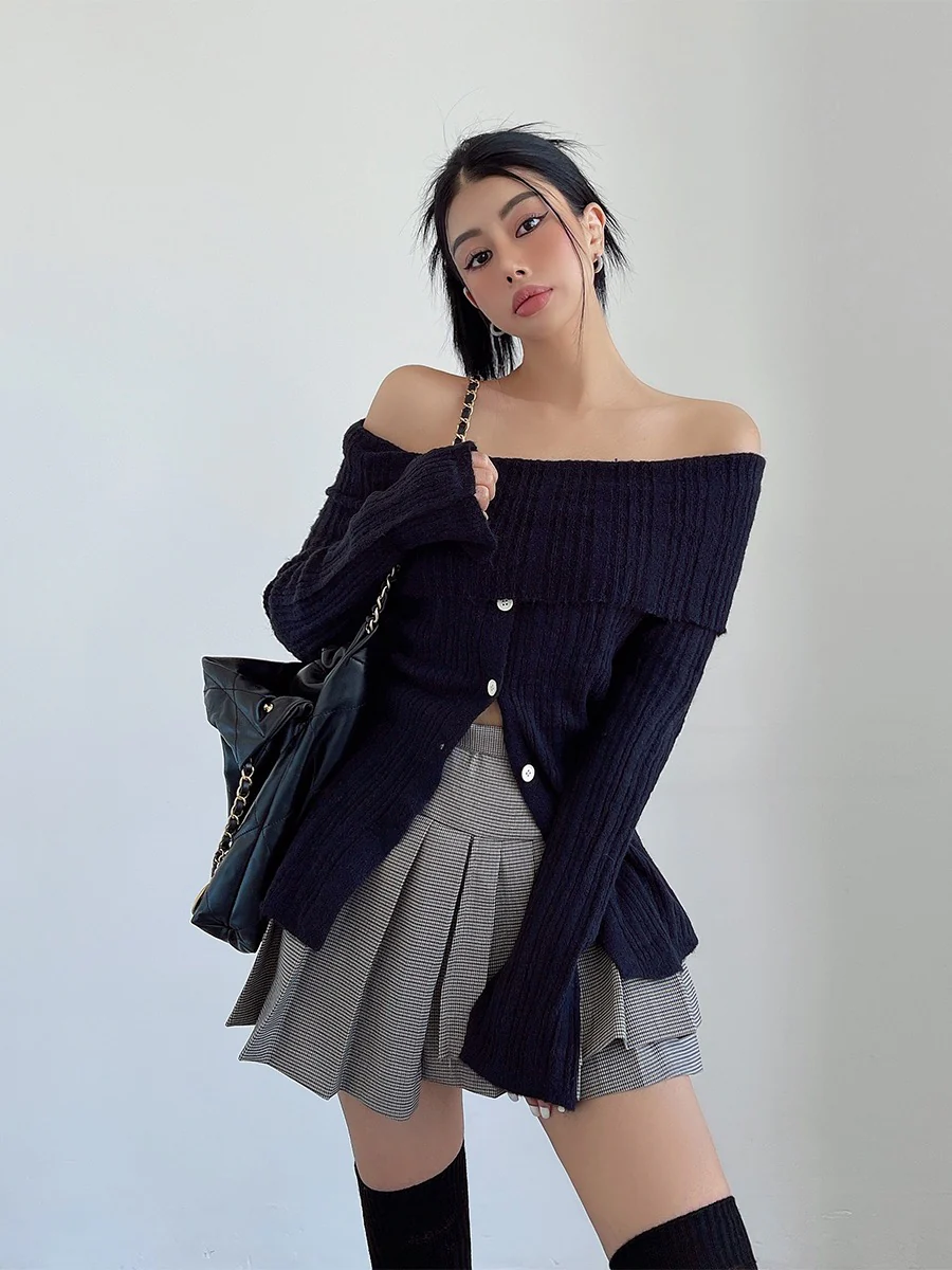 liviahome retro campus style pattern pleated skirt skirt women's autumn and winter high waist anti-light hakama JK - EHAORUI