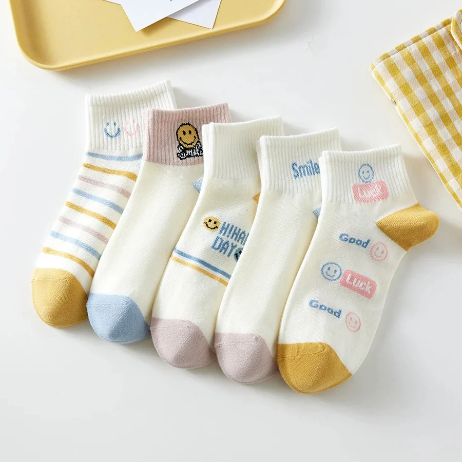 Spring and summer thin ins trendy all-match cute cartoon sports sweat-absorbent boat socks college ladies student short socks female - EHAORUI