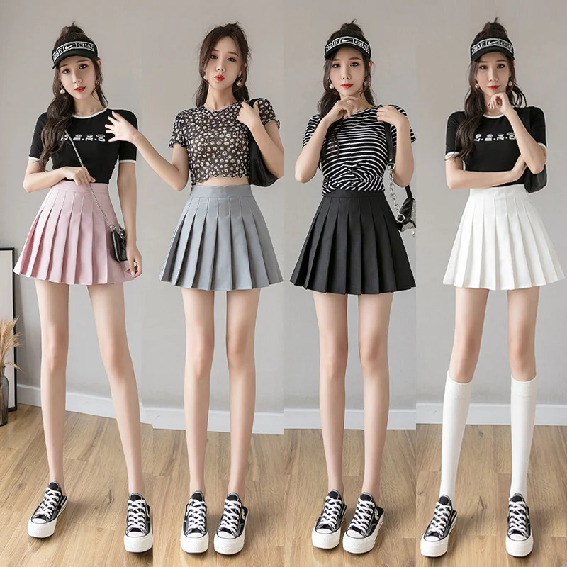 Pleated skirt short skirt female summer 2022 new high waist student all-match skirt female a-line skirt plaid skirt college autumn and winter - EHAORUI