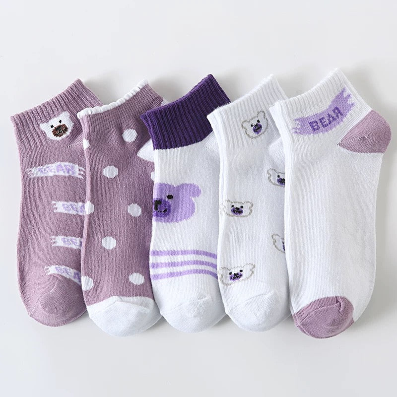 Spring and summer thin ins trendy all-match cute cartoon sports sweat-absorbent boat socks college ladies student short socks female - EHAORUI