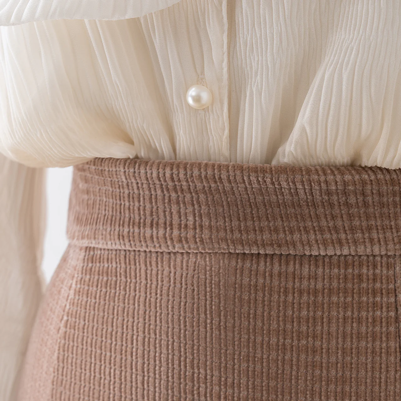 Khaki mermaid skirt female autumn and winter 2022 new high waist bag hip skirt mid-length corduroy skirt professional - EHAORUI