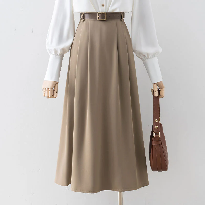 Skirt women's high-end sense of spring 2022 new high-waist slim mid-length a-line skirt small temperament - EHAORUI