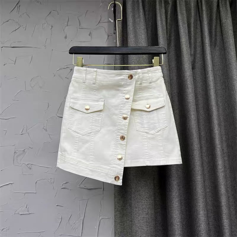 White Fashion Short Skirt Skirt Women's Autumn 2022 New Design Slim A-line Denim Skirt Trend q121 - EHAORUI