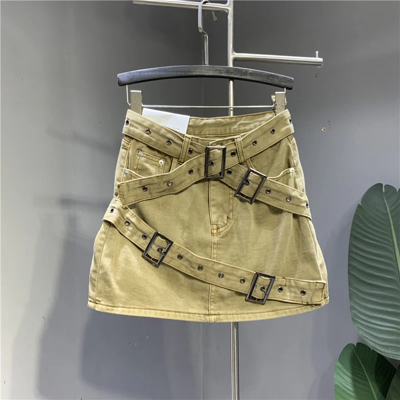 Bản sao của Internet celebrity trend fashion street dragon fruit color denim skirt 22 autumn personality three-dimensional pocket tooling skirt bag hip skirt - EHAORUI