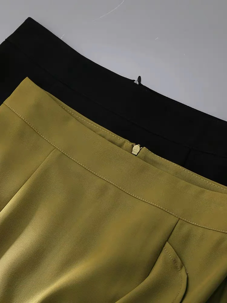 Irregular high waist and thin autumn fragrance yellow lotus leaf side wrap hip skirt women's 2023 spring and summer new mid-length skirt - EHAORUI