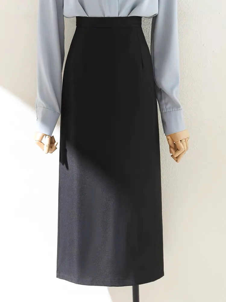 Professional commuting high waist straight suit skirt women 2023 spring and summer new drape casual mid-length one-step skirt - EHAORUI