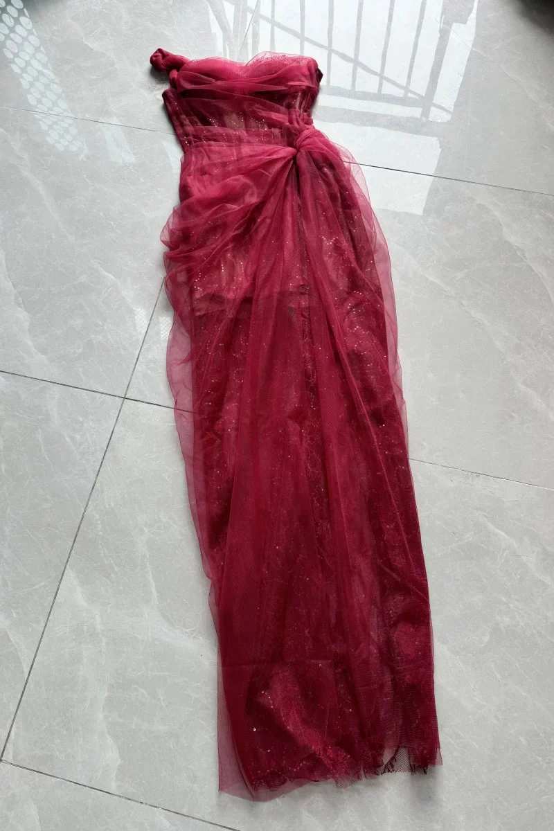 Vietnam's niche light gauze tube top suspender dress, high-end dress, salt style, light and mature style mesh skirt, seaside D6655 - EHAORUI