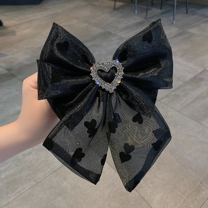 Mesh bow hairpin for women's back of head summer rhinestone headdress 2023 internet celebrity new ponytail hairpin hair accessory - EHAORUI