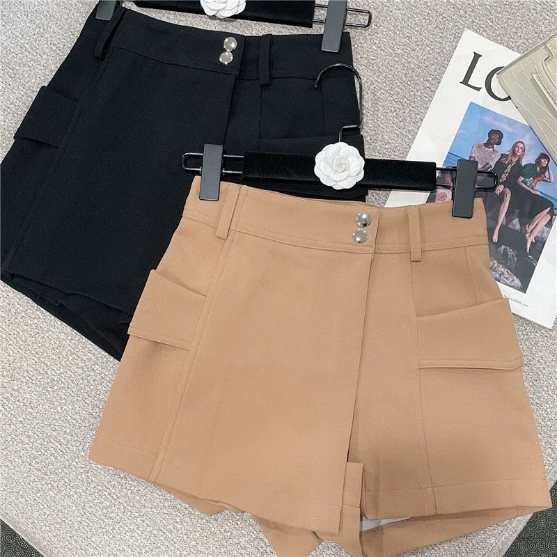 2022 summer new western style wild American hot girl solid color work decoration high waist sexy hot pants shorts women 1631 - EHAORUI