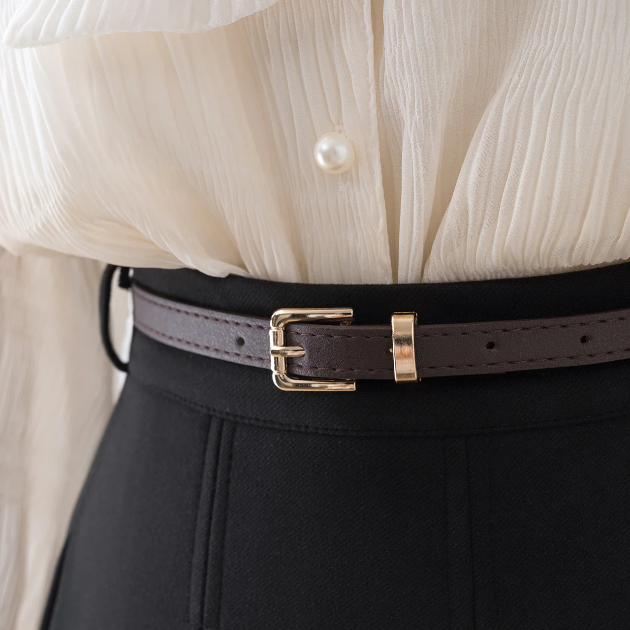 Black woolen skirt women's autumn and winter 2022 new high waist a-line skirt mid-length pleated skirt small man - EHAORUI