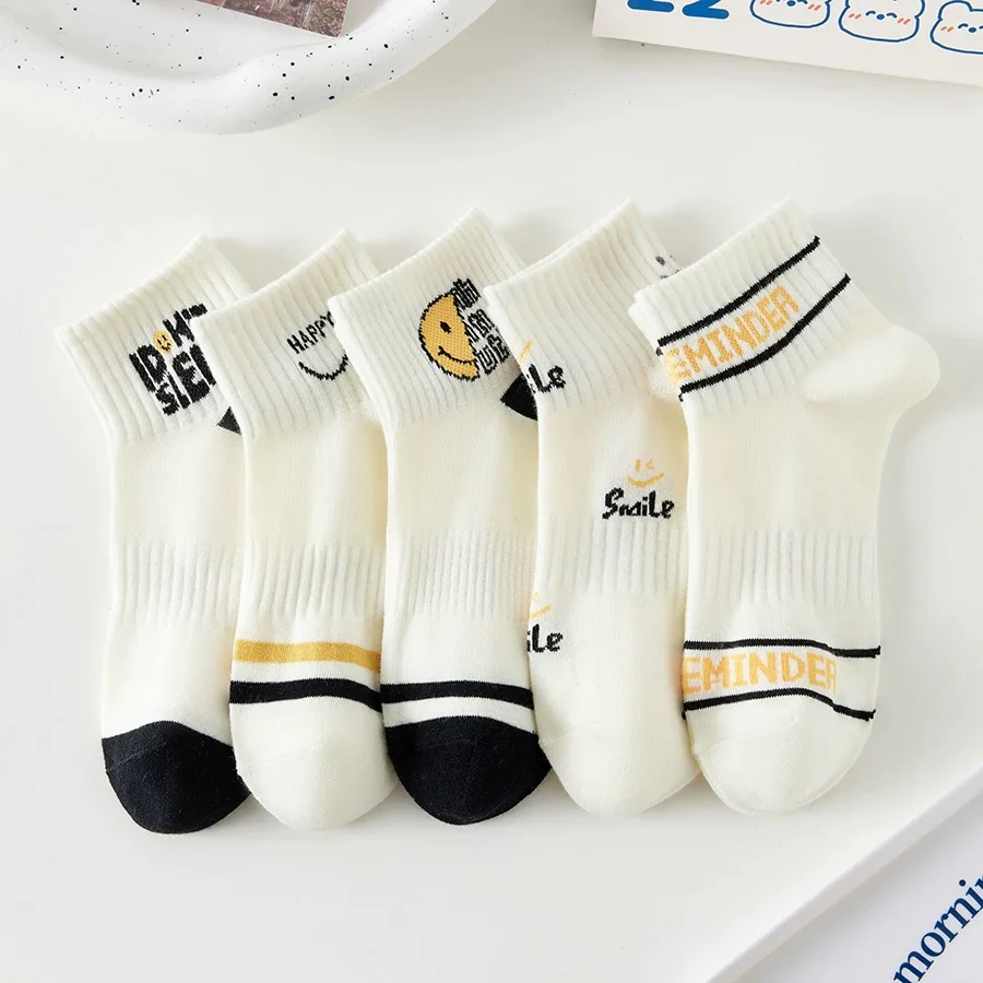 Spring and summer thin ins trendy all-match cute cartoon sports sweat-absorbent boat socks college ladies student short socks female - EHAORUI