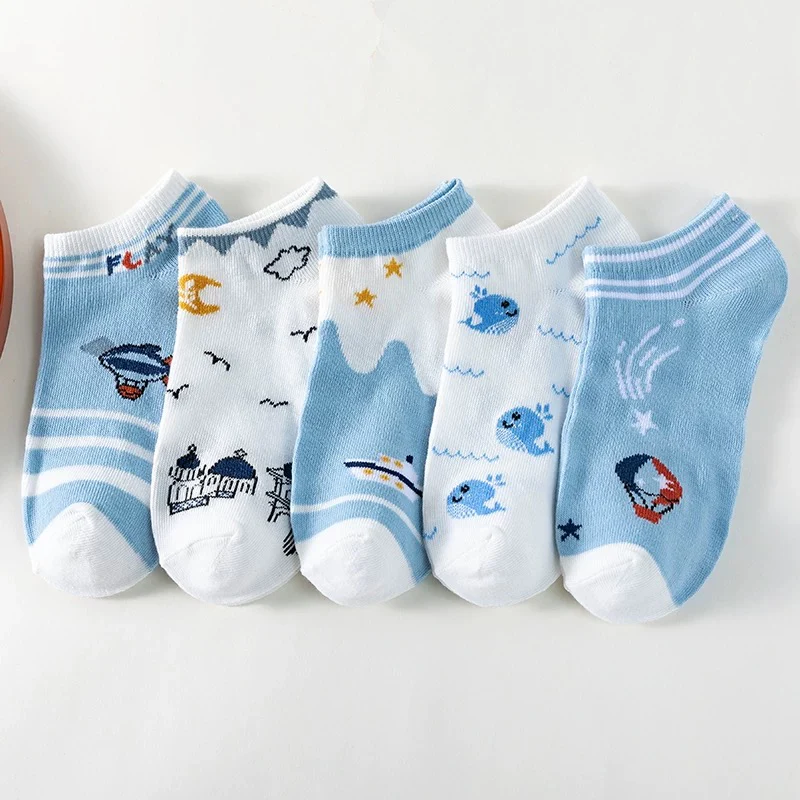 Spring and summer thin ins trendy all-match cute cartoon sports sweat-absorbent boat socks college ladies student short socks female - EHAORUI