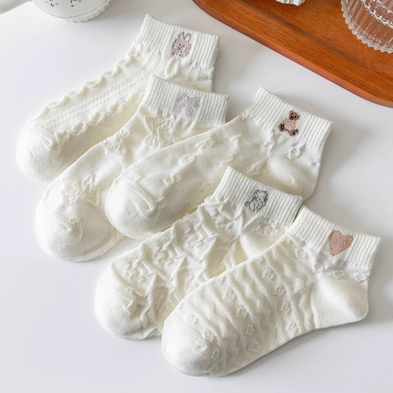 Socks women summer mesh breathable short socks women white Korean cartoon boat socks women low top sports college style all-match - EHAORUI