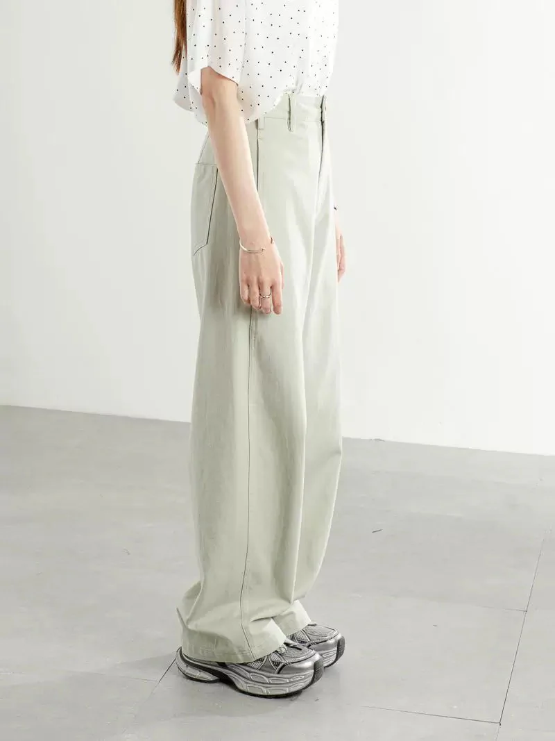 2025 spring and summer new design slim banana pants casual pants women's high waist versatile loose wide leg straight trousers - EHAORUI