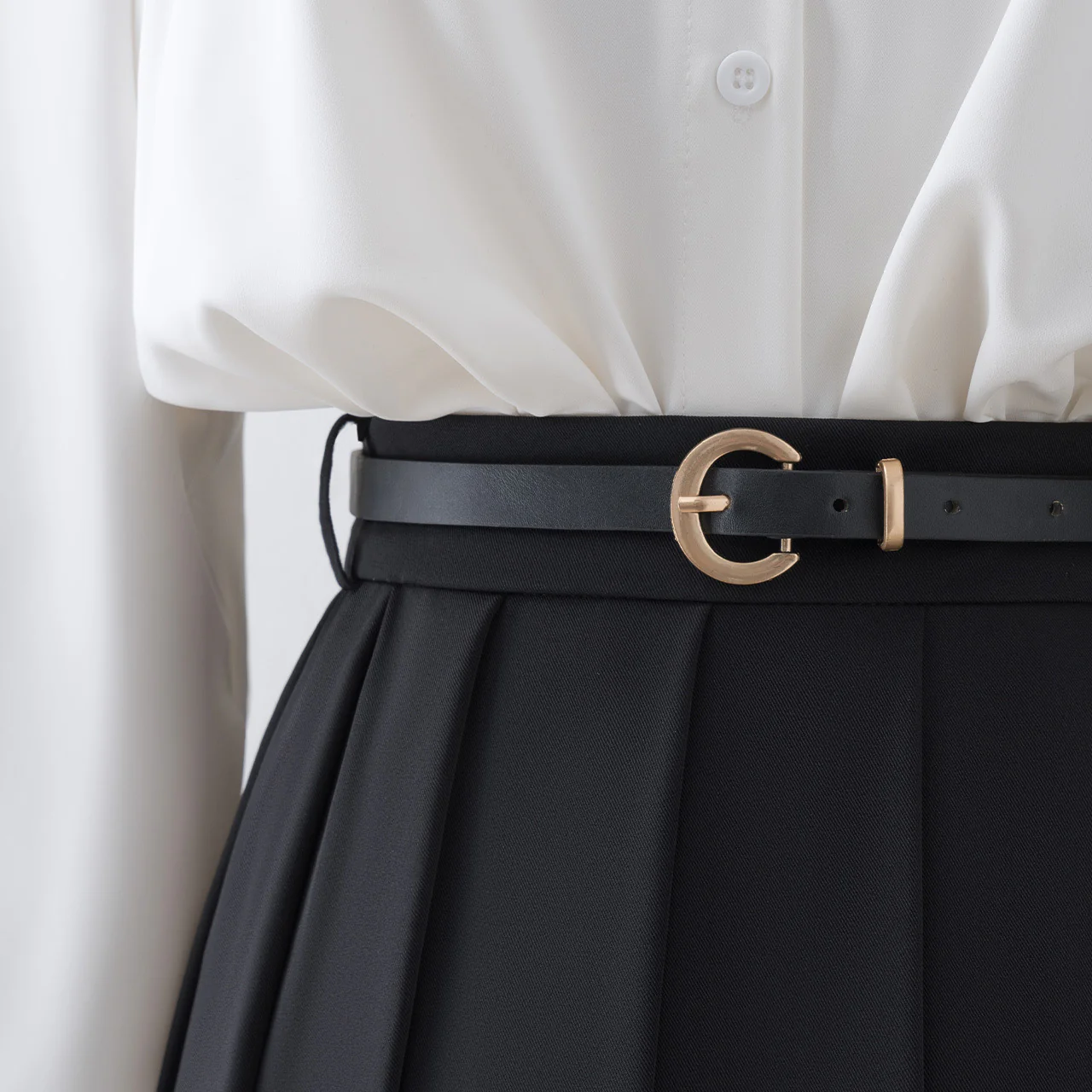 Black pleated skirt 2022 new high waist mid-length a-line skirt women's summer small skirt autumn dress - EHAORUI