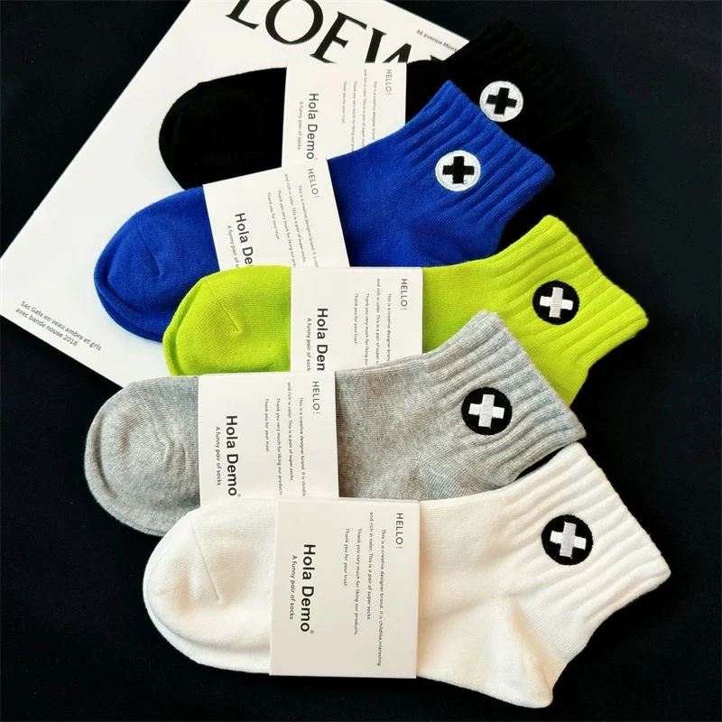 Men's short socks pure cotton summer thin pure white socks men sweat-absorbent deodorant cotton socks trendy ins boys sports socks - EHAORUI