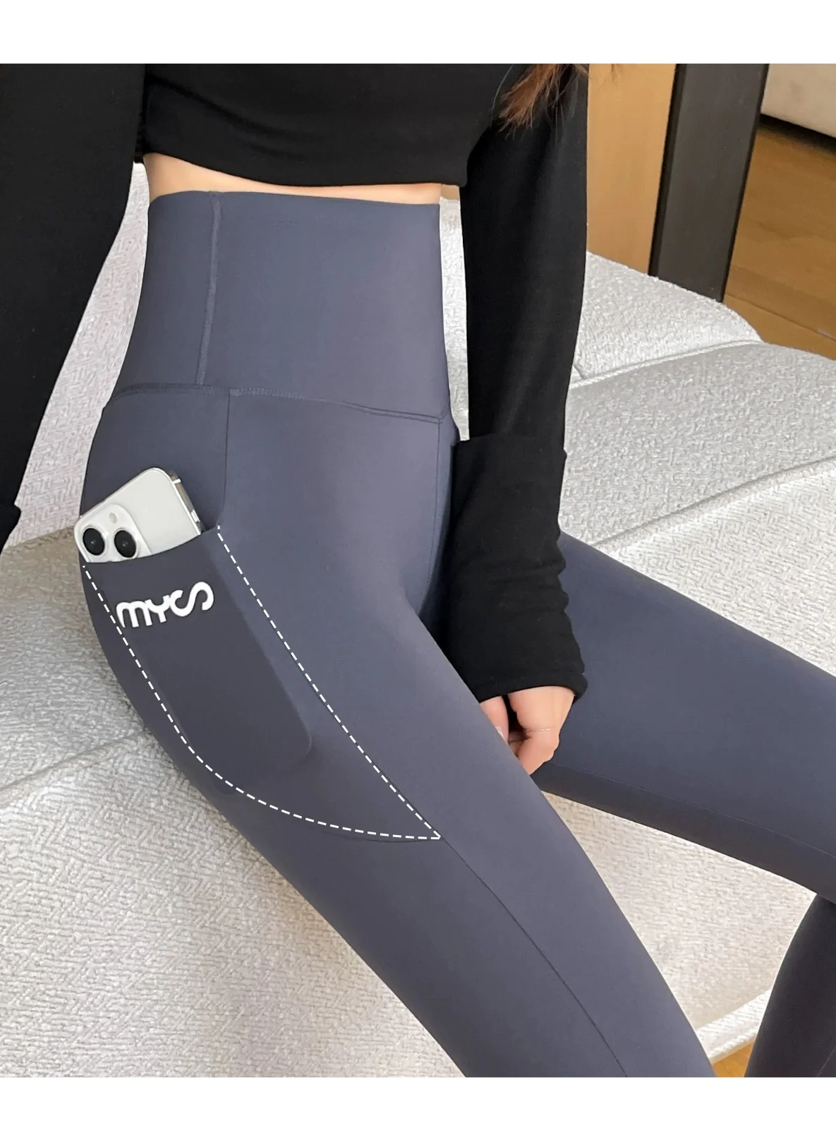 Shark pants with pockets for women to wear as outerwear in summer, thin high waist, hip-lifting and tummy-tightening yoga Barbie spring and autumn cycling leggings - EHAORUI