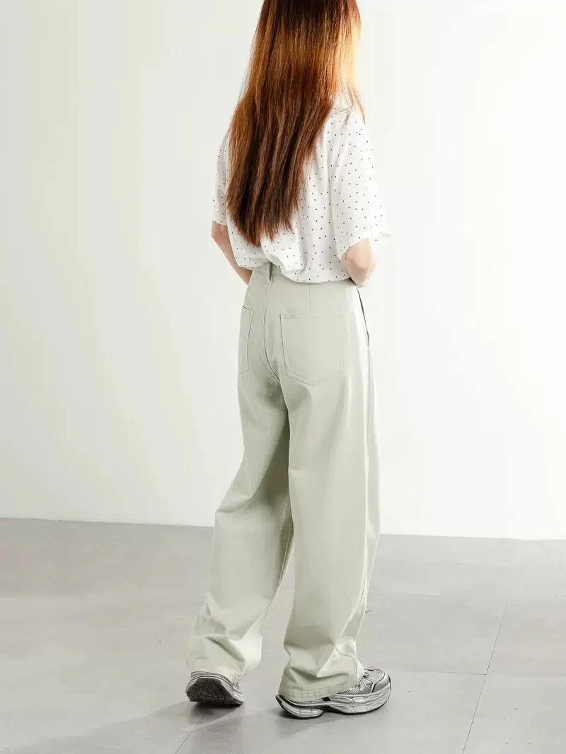 2025 spring and summer new design slim banana pants casual pants women's high waist versatile loose wide leg straight trousers - EHAORUI