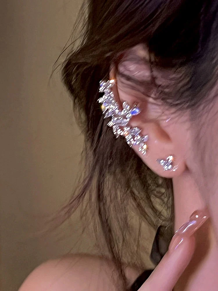 High-end zircon pearl butterfly ear bone clip niche design cool style ear clip no pierced elf earrings new style - EHAORUI