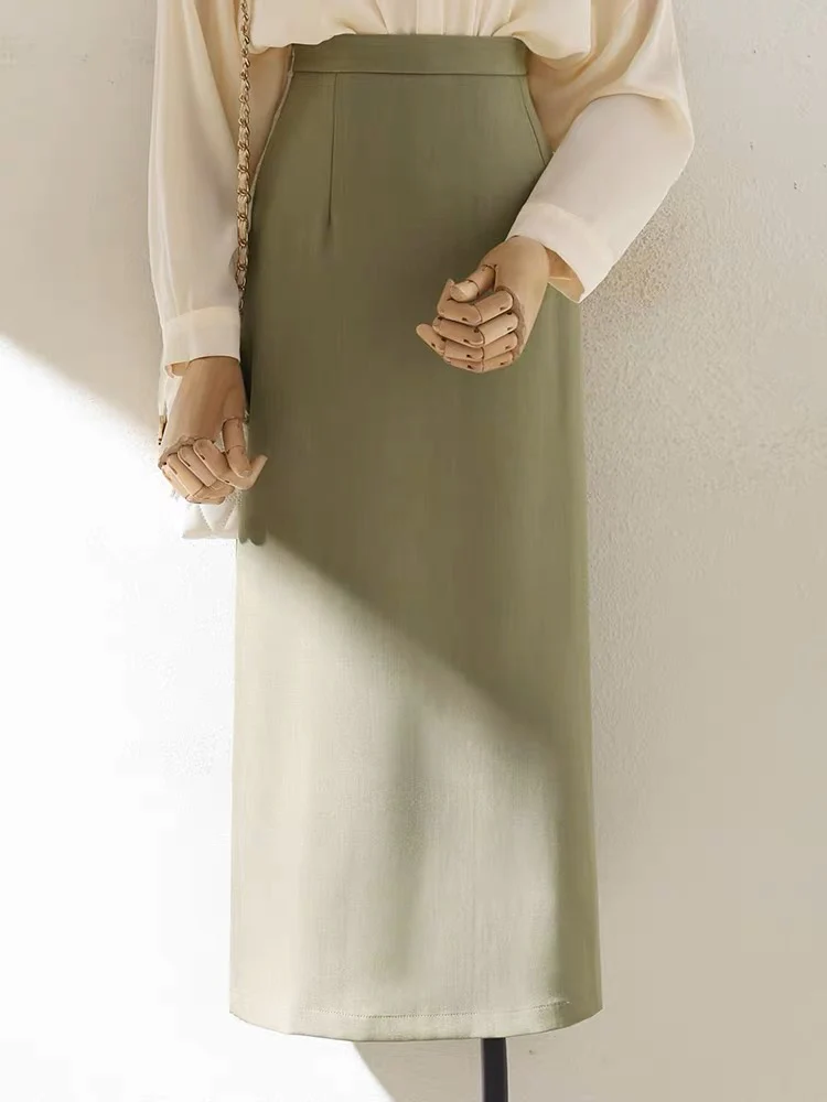 Professional commuting high waist straight suit skirt women 2023 spring and summer new drape casual mid-length one-step skirt - EHAORUI