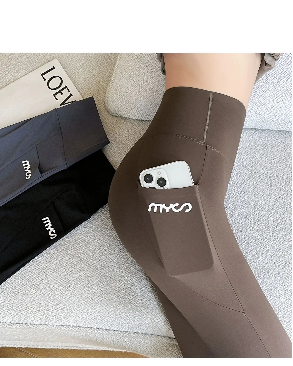 Shark pants with pockets for women to wear as outerwear in summer, thin high waist, hip-lifting and tummy-tightening yoga Barbie spring and autumn cycling leggings - EHAORUI