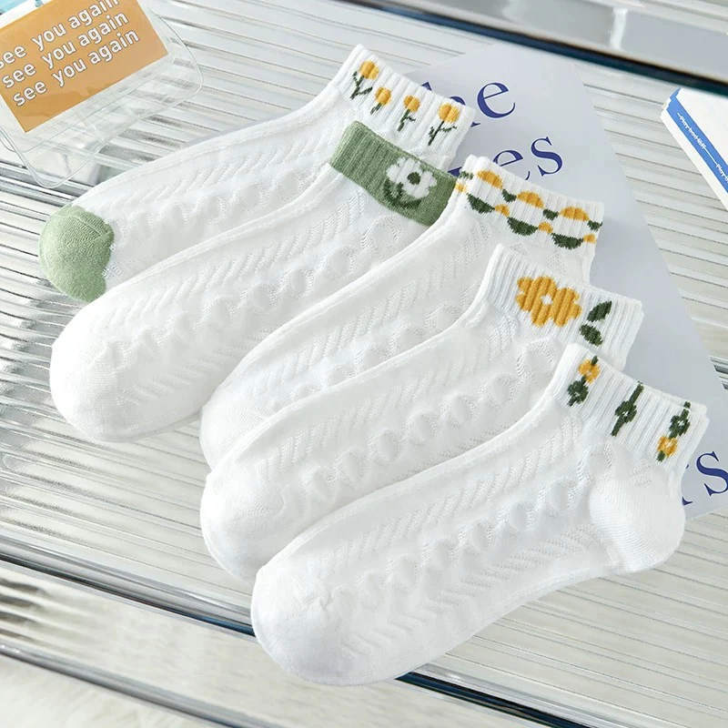Socks women summer mesh breathable short socks women white Korean cartoon boat socks women low top sports college style all-match - EHAORUI