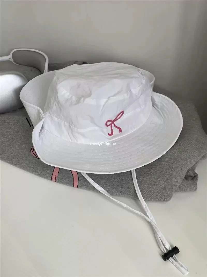 lovely breathable fisherman hat student mesh cute girl hiking hat bow candy color thin quick-drying hat - EHAORUI