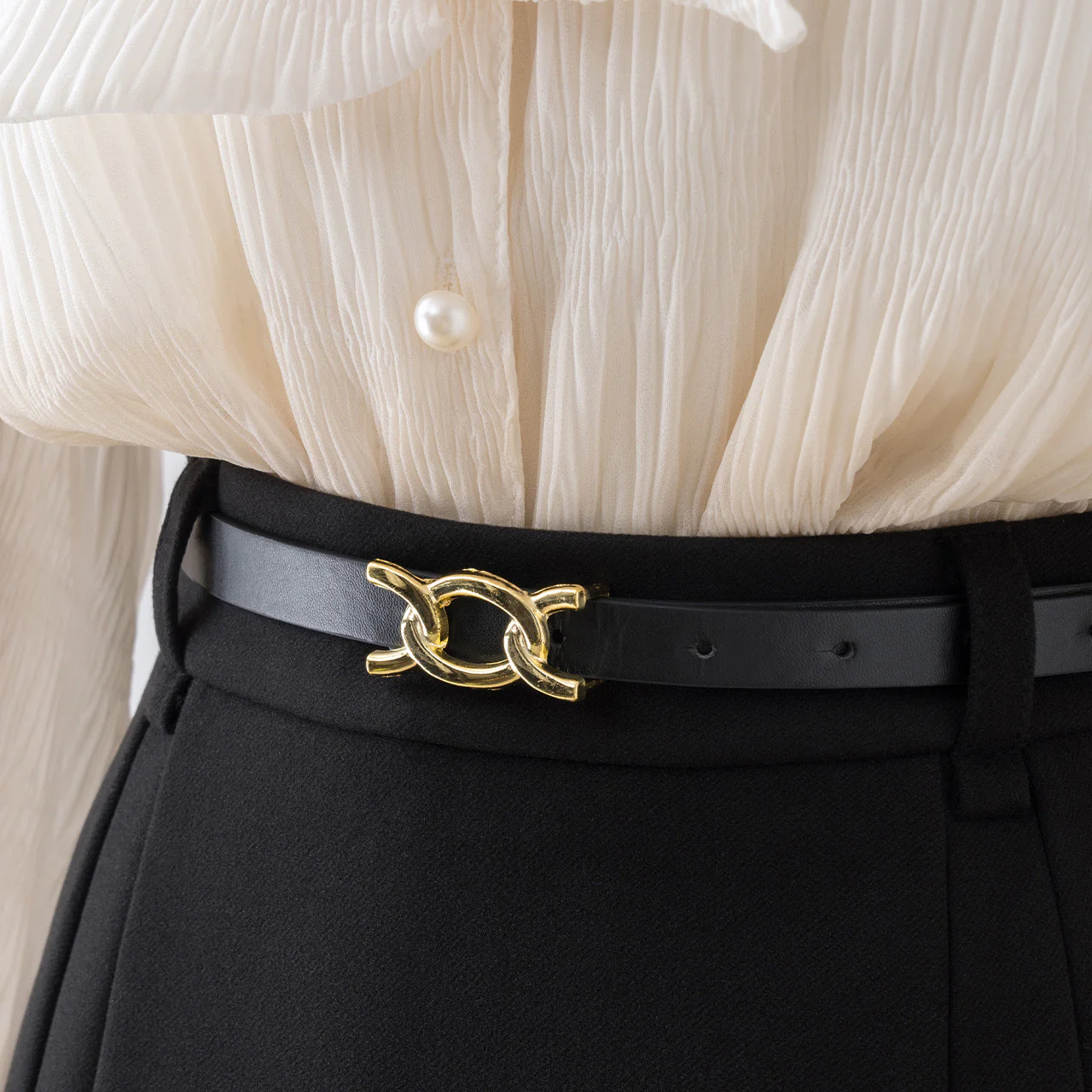 Black high waist a-line skirt women's autumn and winter small 2022 new pleated skirt commuting mid-length skirt - EHAORUI
