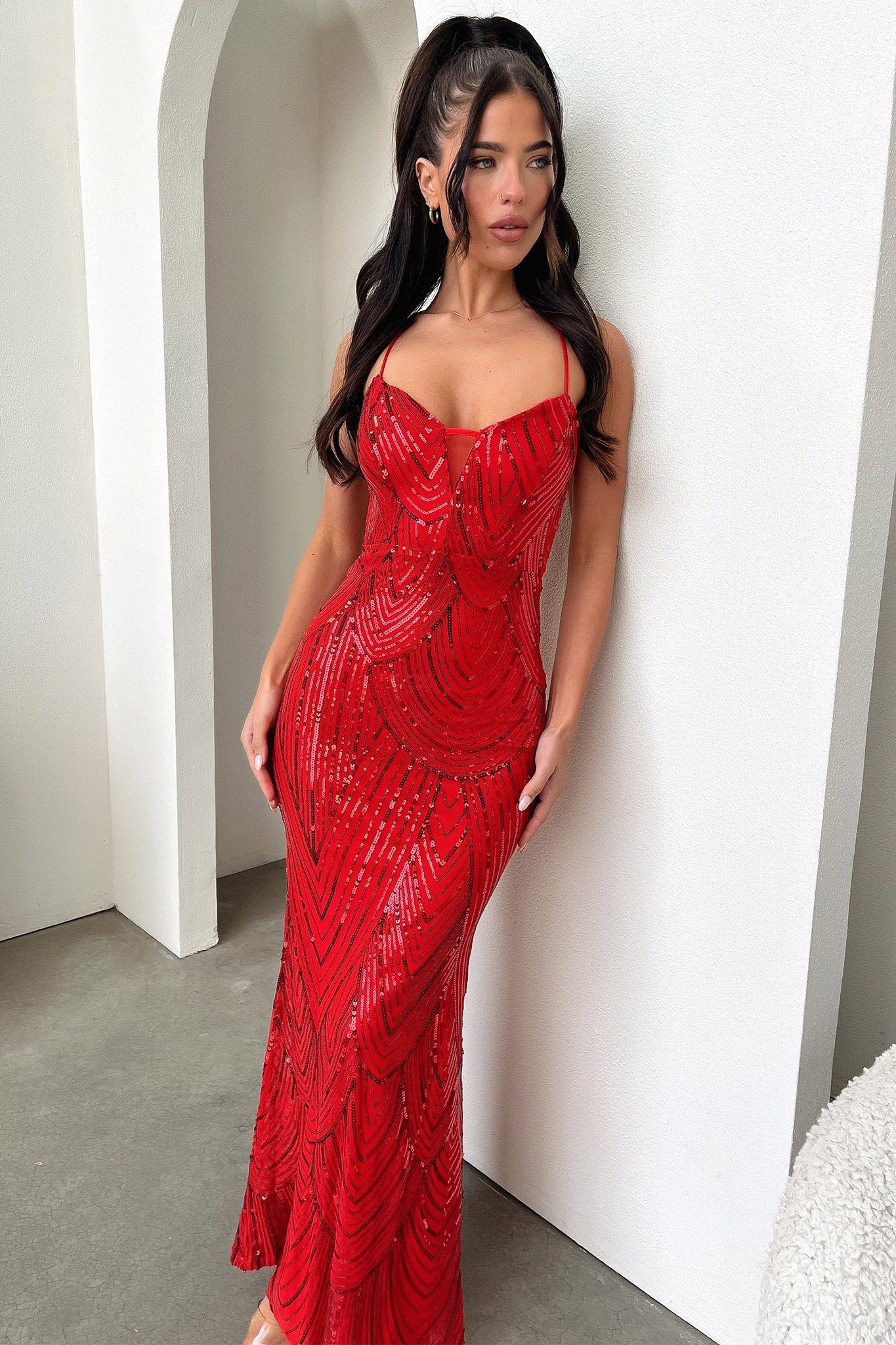 Nolan Maxi Dress - Red - EHAORUI