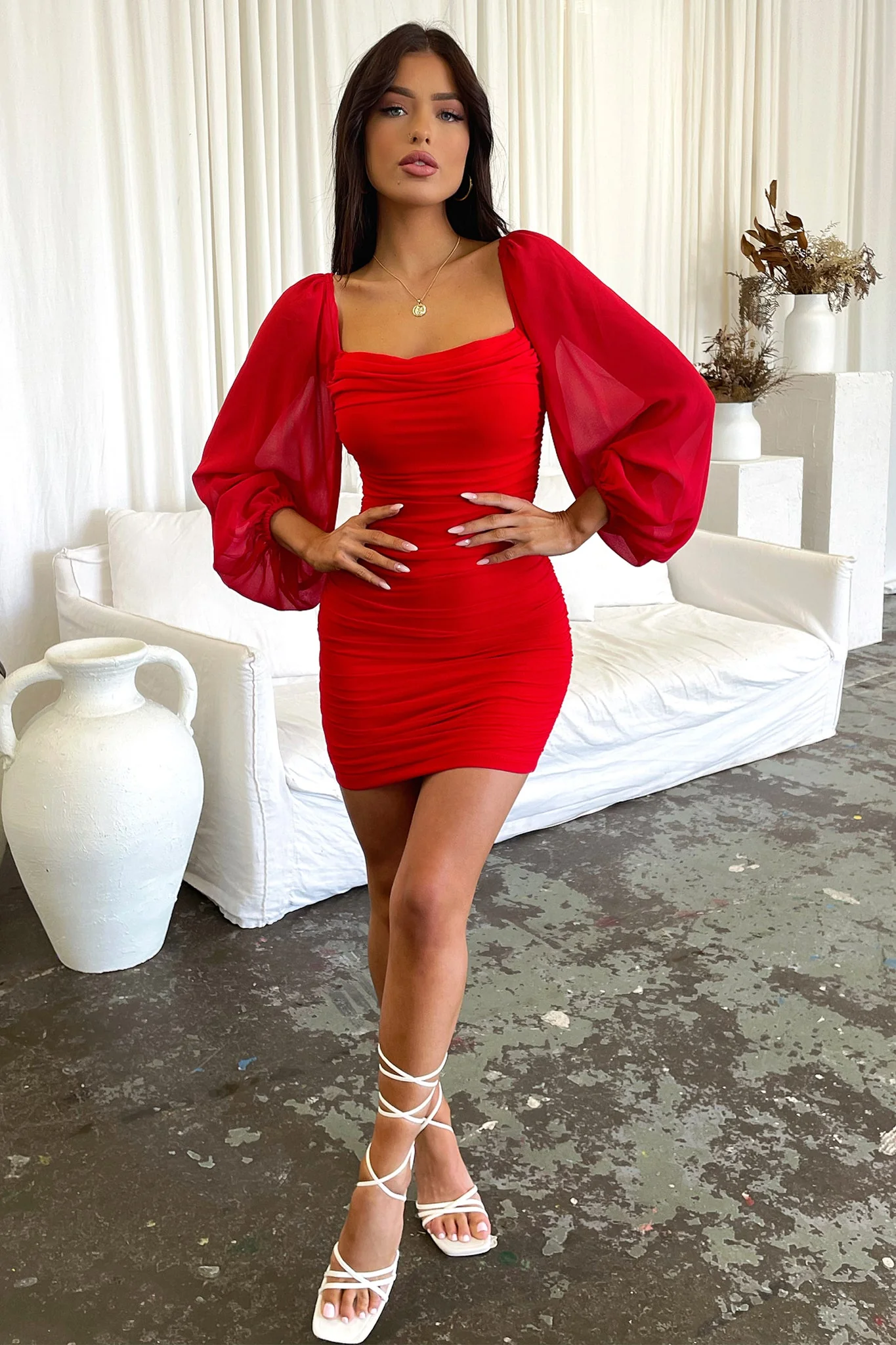 Octavia Dress - Red - EHAORUI