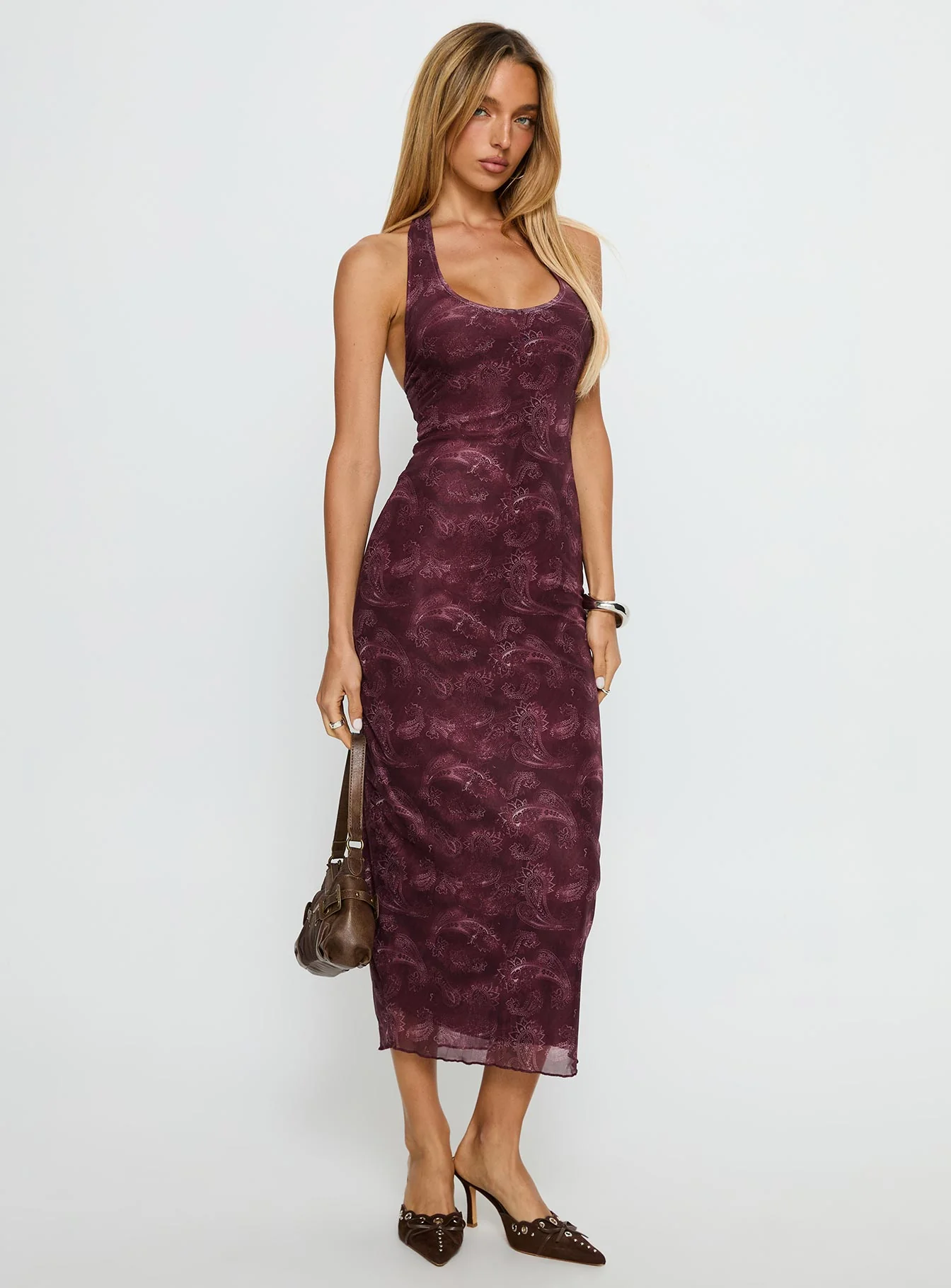 Datari Dress Tonal Paisley Plum - EHAORUI
