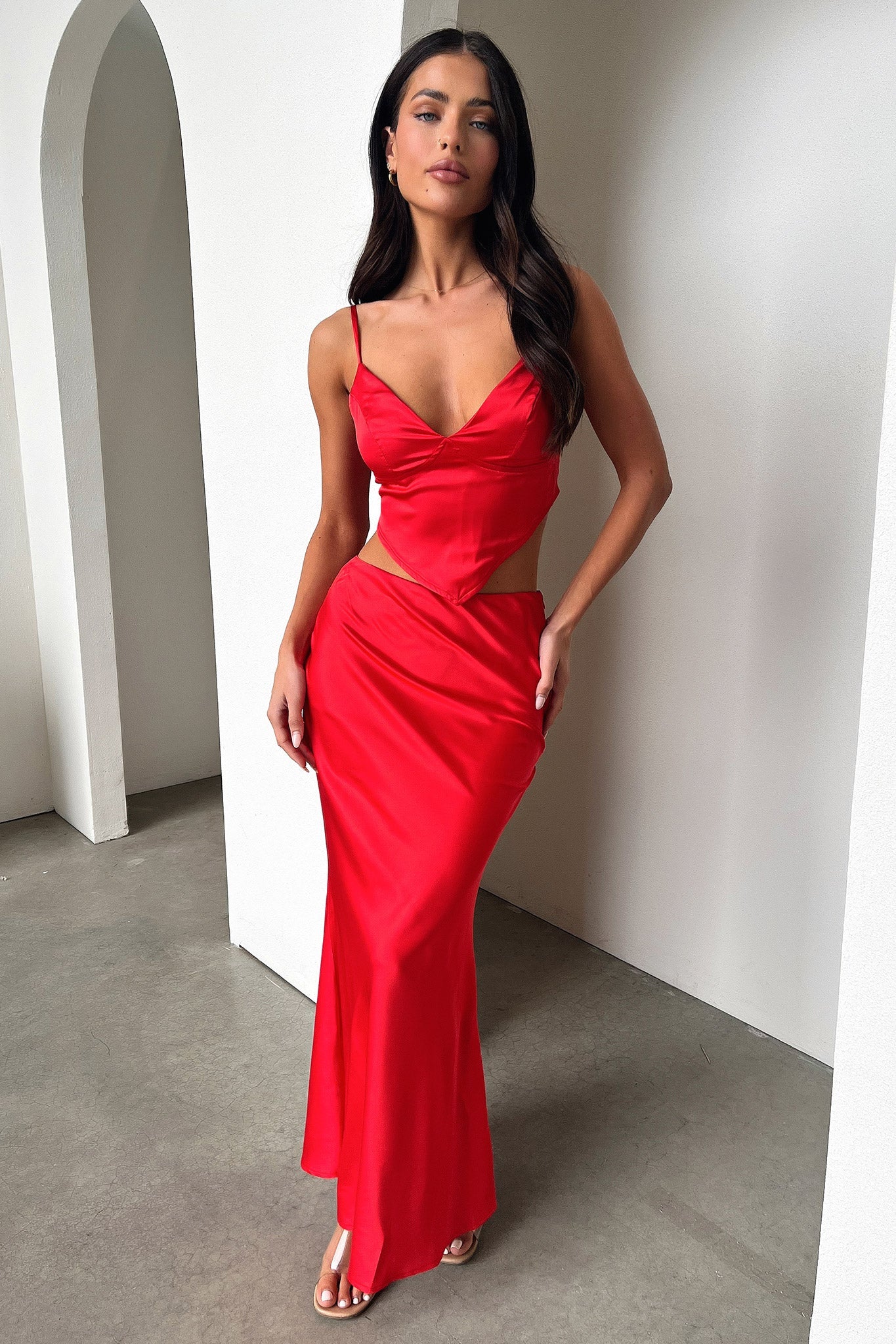 Adira Maxi Skirt - Red - EHAORUI