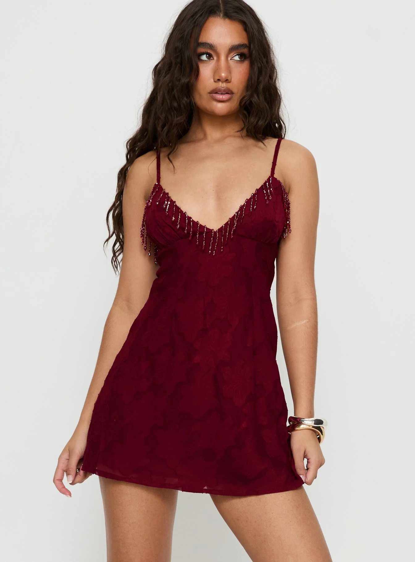 Tanisha Drop Neckline Mini Dress Red - EHAORUI