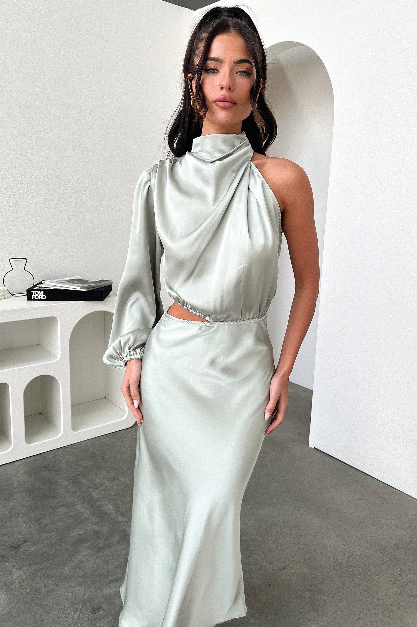 Atonia Midi Dress - Sage - EHAORUI