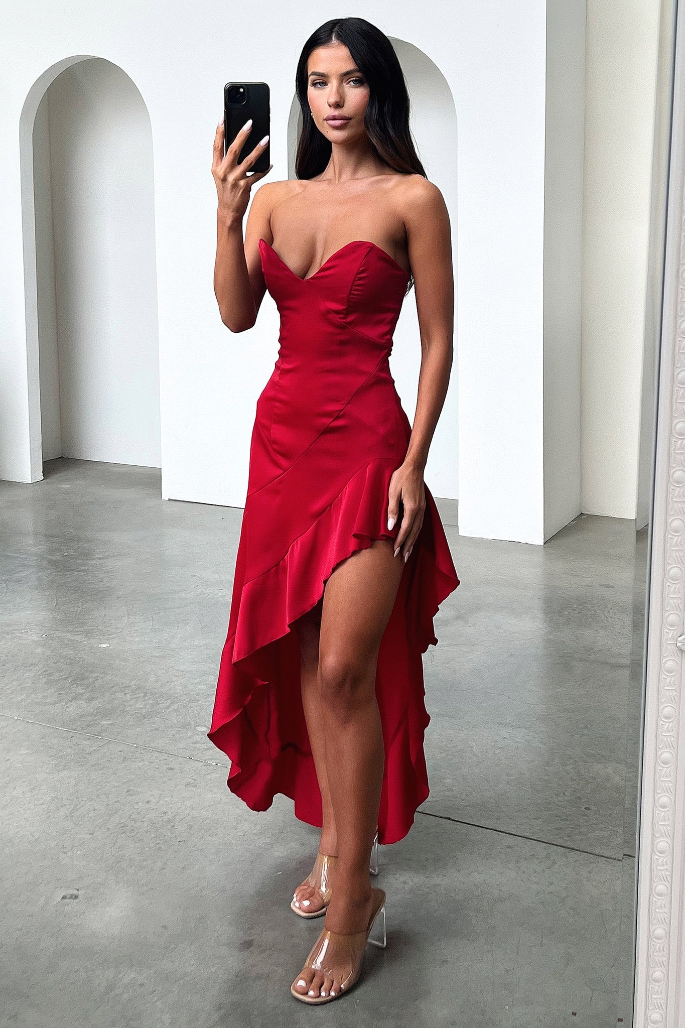 Leora Maxi Dress - Red - EHAORUI