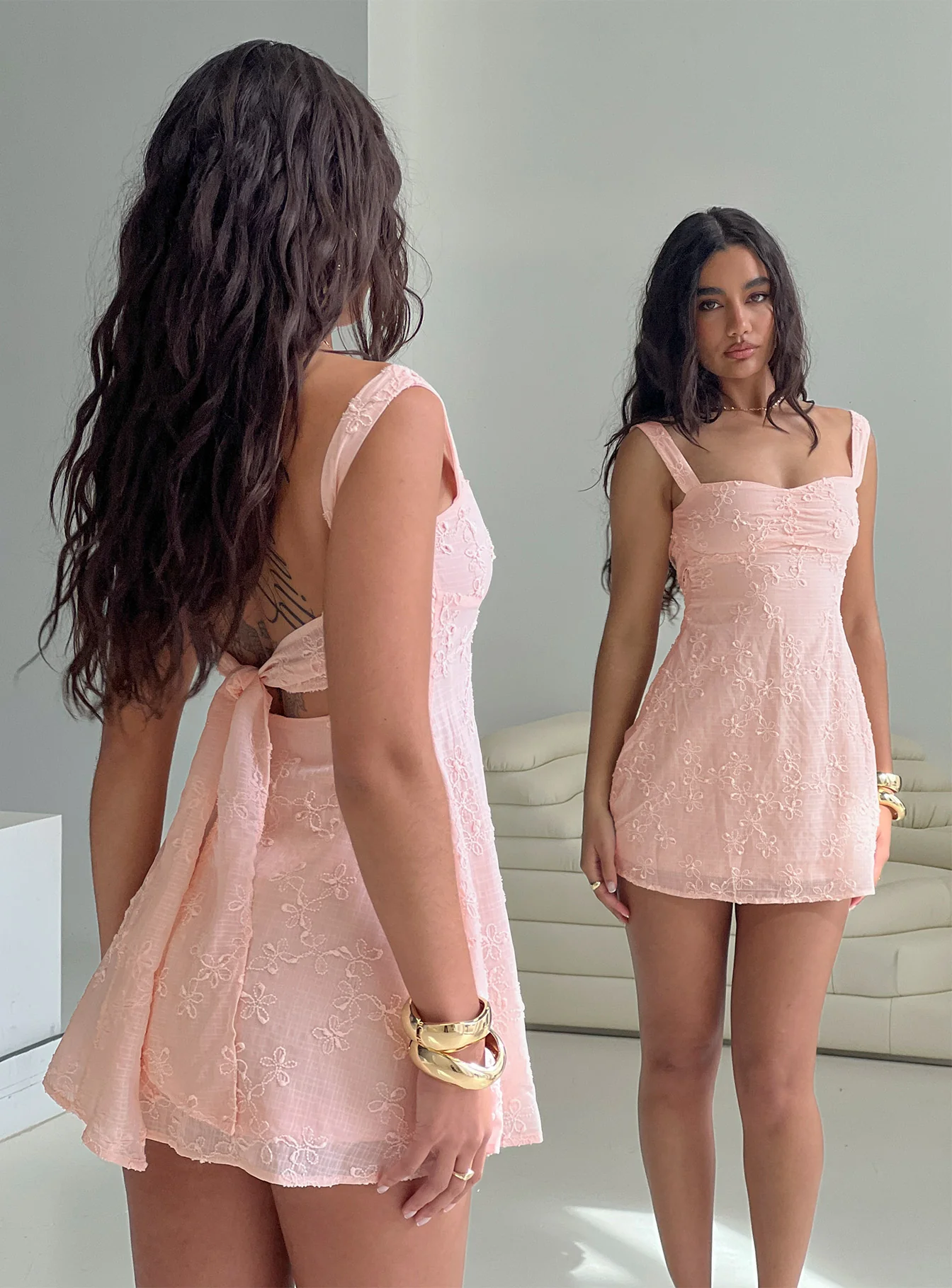 Mcbeath Mini Dress Light Pink - EHAORUI