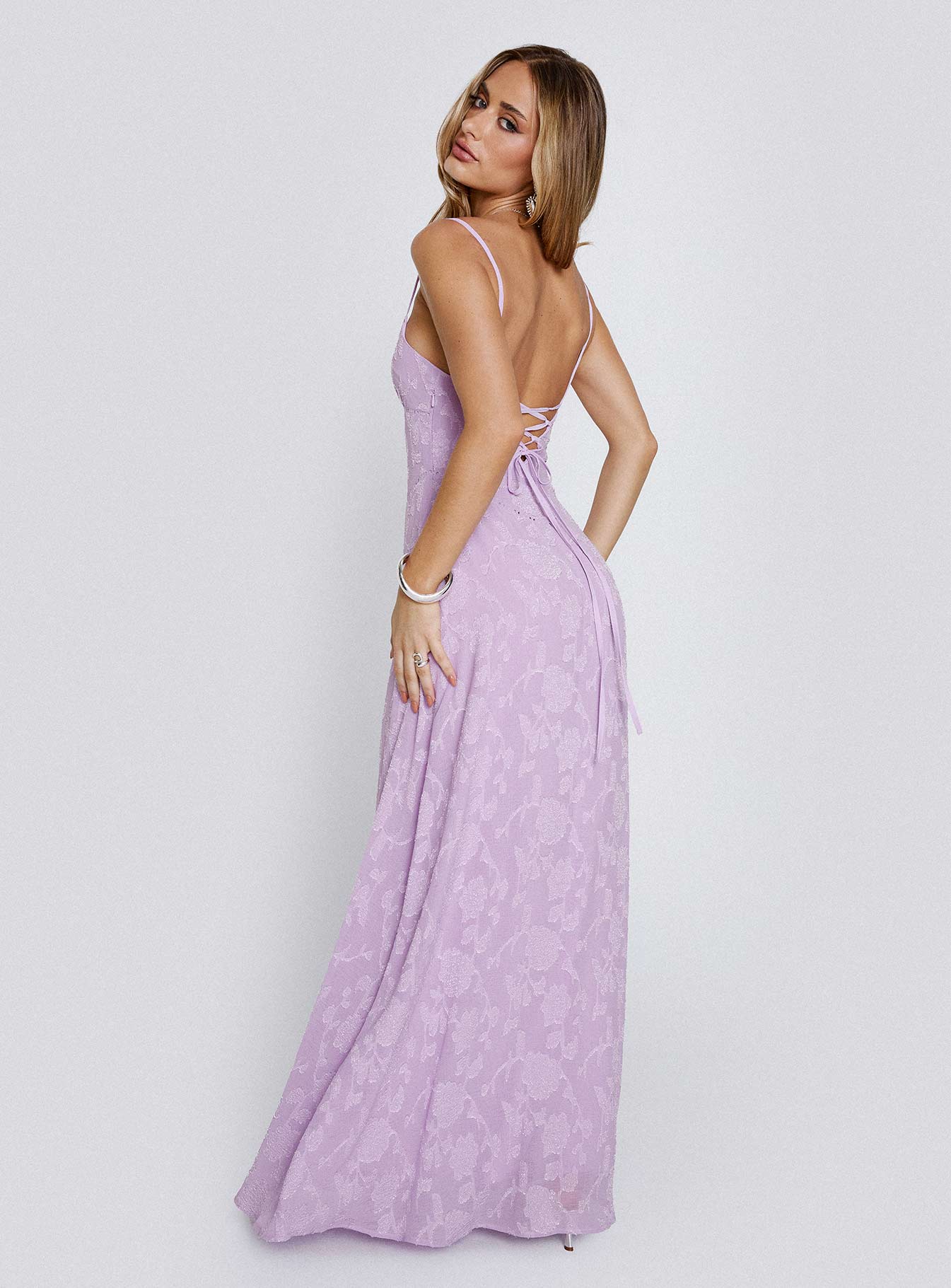 South Of France Maxi Dress Lilac - EHAORUI